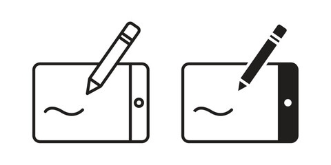 Graphic tablet icon for web designs. outline and clipart icons set