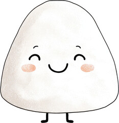Cute cartoon character with happy face and small legs.