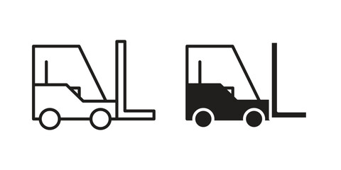 Forklift icon for web designs. outline and clipart icons set