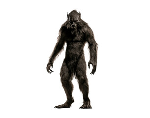 Fierce werewolf creature standing on transparent background