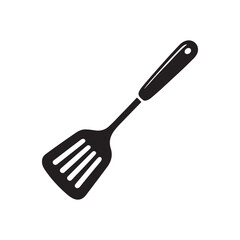 Silhouette slotted spatula vector isolated on white background.