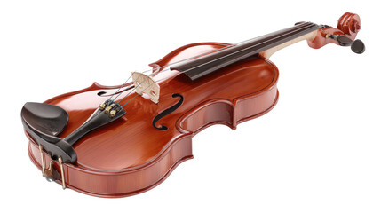 Classic Wooden Violin with Bow &ndash; String Musical Instrument Isolated on Transparent Background for Music and Art Design