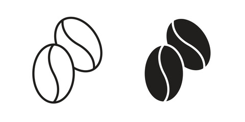 Coffee beans icon for web designs. outline and clipart icons set