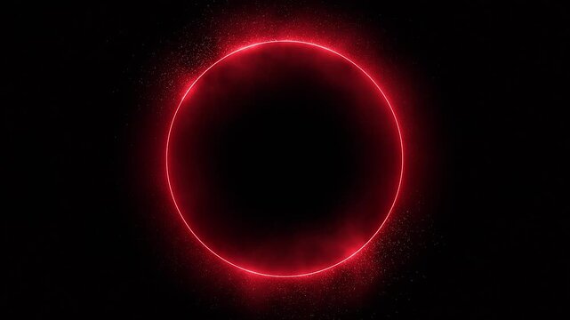 looping intense red neon vertical oval outline with flowing particles for dramatic intros, logo reveals & modern video effect