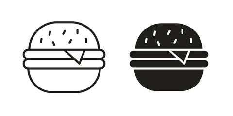 Cheese burger icon for web designs. outline and clipart icons set