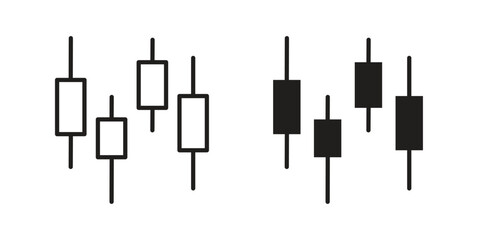 Chart candlestick icon for web designs. outline and clipart icons set