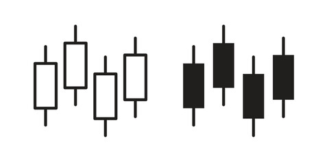 Chart candlestick icon for web designs. outline and clipart icons set