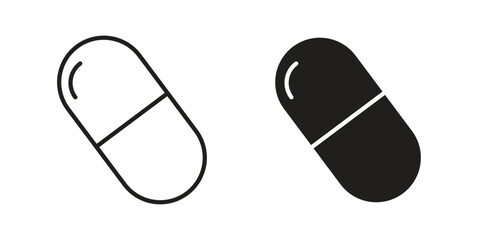 Capsules icon for web designs. outline and clipart icons set