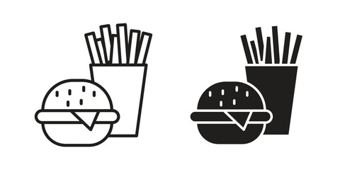 Burger Fries icon for web designs. outline and clipart icons set