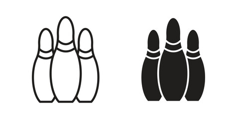 Bowling pins icon for web designs. outline and clipart icons set