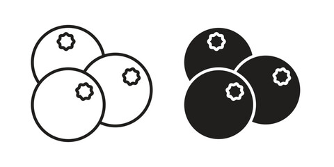 Blueberries icon for web designs. outline and clipart icons set