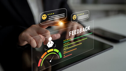 A system for collecting customer feedback and measuring service quality. A dashboard with user...