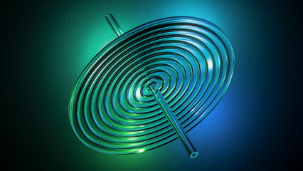 Retro abstract background, shiny flow shape with grain and gradient effect, 3d render