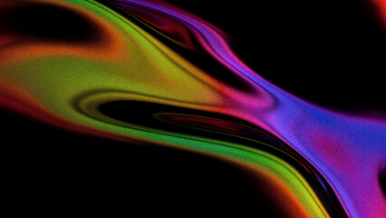 Retro abstract background, shiny flow shape with grain and gradient effect, 3d render