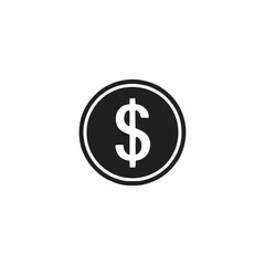Illustration of a black dollar coin, representing finance, money, and currency in a simple and clean design, perfect for financial and economic themes