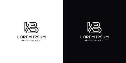monogram letter WB logo is made with lines, a design for a luxurious, elegant and simple business.	
