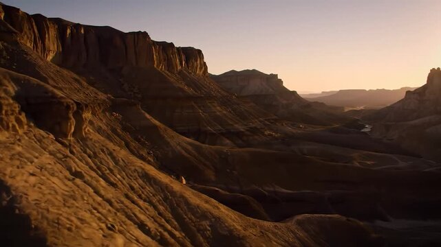 Desert canyon landscape at golden hour