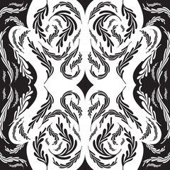 black and white seamless floral pattern