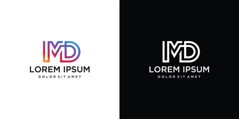 monogram letter MD logo is made with lines, a design for a luxurious, elegant and simple business.	
