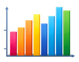 Flat Vector Illustration of Business Growth Bar Chart, Transparent Background