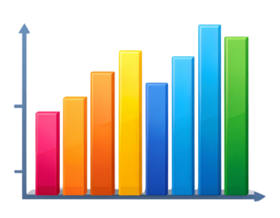 Flat Vector Illustration of Business Growth Bar Chart, Transparent Background