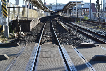 Fototapeta premium 鉄道線路の踏切