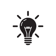 Vector art of a minimalist black light bulb icon, symbolizing innovation, idea generation, and creative thinking, perfect for adding a touch of brilliance to any design