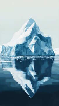 An iceberg floating in the water