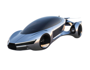 Realistic Futuristic Flying Car, Transparent Background