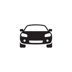 Vector art of front view of a black car icon, representing personal transportation and automotive design, ideal for car rental services, driving apps, and transportationrelated websites, conveying sim