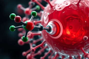 PFAS molecule interacts with a human cell. Visualization