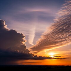 Fototapeta premium Sunset Cloudscape Over Horizon.