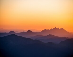 golden hour light bathes dark mountain silhouettes creating a warm ethereal glow texture design