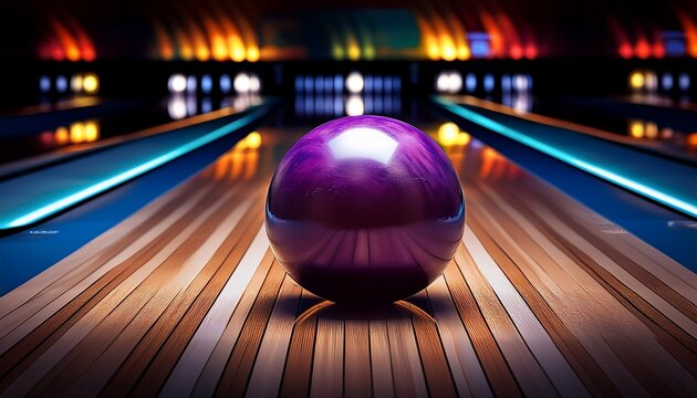 bowling night a single ball on the lane
