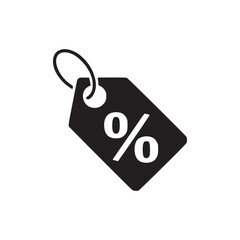 Vector art of a black discount tag icon, symbolizing sales, promotions, and special offers, perfect for ecommerce sites, retail ads, and marketing campaigns, attracting customers with savings