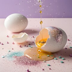 Broken Egg Surprise – Surreal Minimal Food Photography