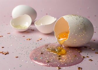 Broken Egg Surprise – Surreal Minimal Food Photography