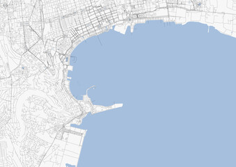 Minimalist vector highway map of Baku, Azerbaijan — clean urban road network. Ideal for travel, design, or editorial use.