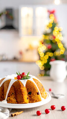 Christmas Cake Pudding in the kitchen 