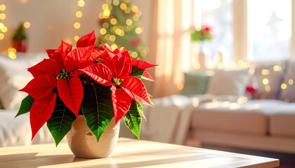 Weihnachtsstern im Wohnzimmer 