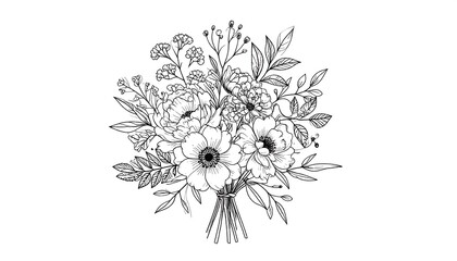 Elegant black and white floral bouquet design