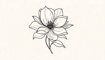 Elegant black and white floral sketch