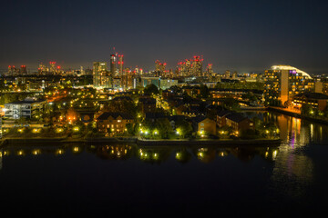 Fototapeta premium Salford Quays Residential Area and Downtown Manchester