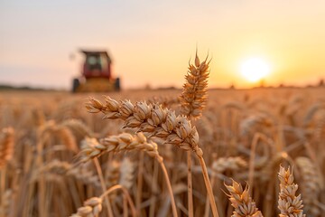 Matured wheat field in warm light high resolution picture