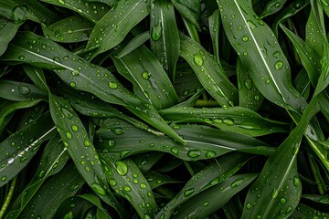 Macro green leaf texture with dew high resolution picture