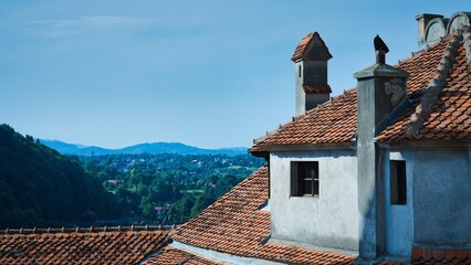 Rooftops of Bran Castle in Transylvania, Romania