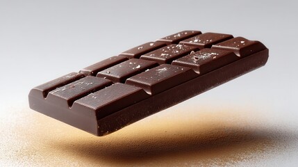 Dark Chocolate Bar Floats With White Background
