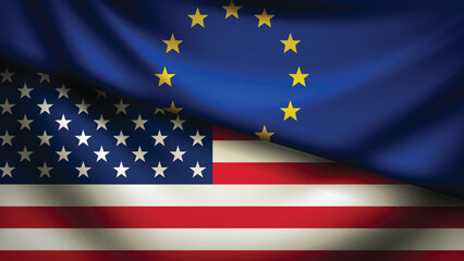 Europe and usa flag fusion design
