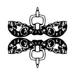 An abstract background vector illustration with silhouettes of a butterfly and a snake in a vintage nature design pattern