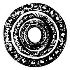 Vector ornamental black circle frame border design with ethnic floral mandala pattern illustration